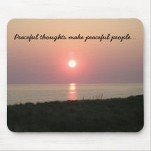 Peaceful Thoughts/Sunset on Beach over the Sea Mousepads