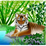 Peaceful Tiger in Bamboo Jungle Pin Photo Sculptures