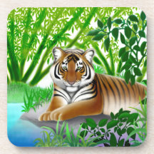 Peaceful Young Tiger Cork Coaster