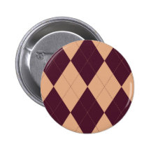 Peach and Burgundy Argyle Button