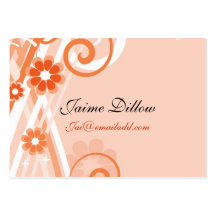 Peach and Orange Floral  Swirls Business Card