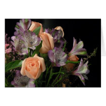 Peach and purple boruuet greeting card