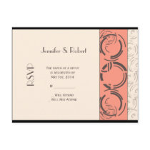 Peach Art Deco Circles RSVP Postcard