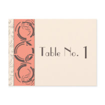 Peach Art Deco Circles Wedding Table Number Post Cards