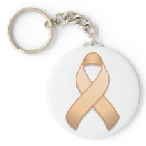 Peach Awareness Ribbon Keychain