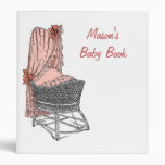 Peach Baby Bassinet New Baby Book 3 Ring Binder