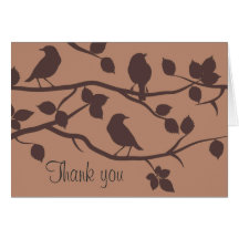 Peach Bird Branch Thank You Card