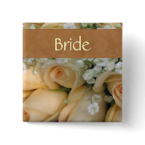 Peach Bride Wedding Pin