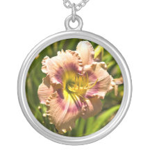Peach Coloured Daylily Personalized Necklace