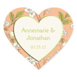 Peach Cream Green Flowers Wedding Sticker
