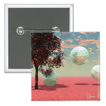 Peach Fantasy – Teal and Apricot Retreat Pinback Buttons