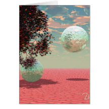 Peach Fantasy – Teal and Apricot Retreat Greeting Cards