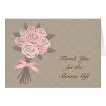 Peach Floral Bouquet Bridal Shower Thank You Greeting Cards