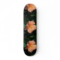 Peach Hibiscus Flower Skateboard