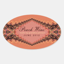 Peach Lace Wine Label Sticker