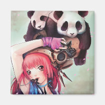 Peach Ninja Pandas Magnet magnets