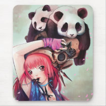 Peach Ninja Pandas Mousepad mousepads