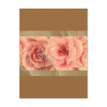 Peach Pink Begonias on Gold Satin, template Post Card