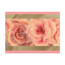 Peach Pink Begonias on Gold Satin, template Post Card