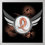 Peach Ribbon And Wings Uterine Cancer posters