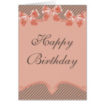 Peach Ribbon Birthday Card