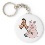 peach ribbon pig keychains