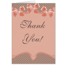 Peach Ribbon Thank You Note Card