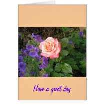 Peach Rose and Purple Geraniums Cards