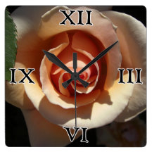 Peach Rose Square Wall Clock