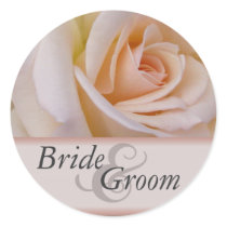 Peach rose stickers for bride and groom