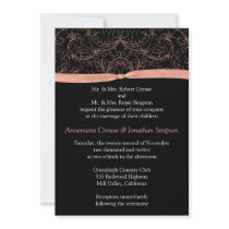 Peach Scrolls and Ribbon Wedding Invitation