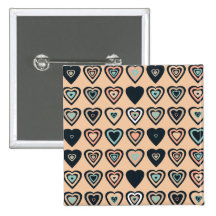 Peach Stylized Heart Pattern Button