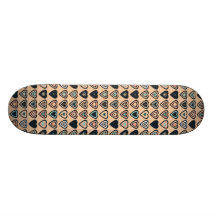 Peach Stylized Heart Pattern Skateboard