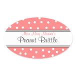 Peach & White Dots-Business Logo-Sweets Oval Sticker