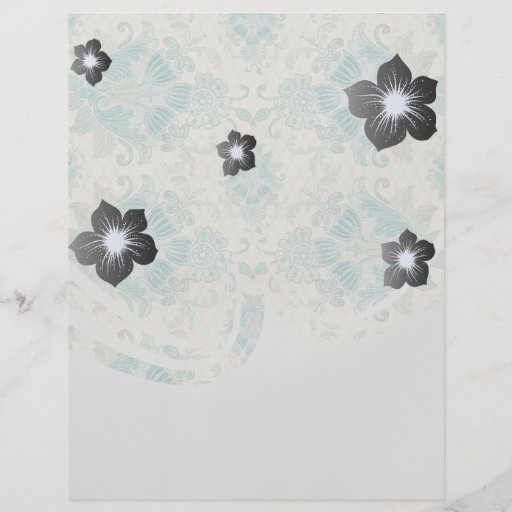 peacock and elegant cream teal damask flyer design