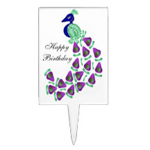 Peacock Birthday Cake Picks