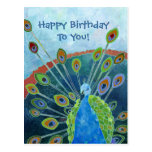 Peacock Birthday Postcard