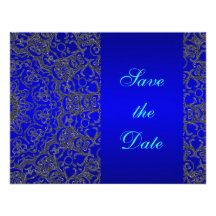 Peacock Blue Modern Country Lace Save the Date Custom Announcement