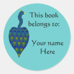 Peacock, Book Plate Sticker
