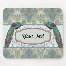 peacock damask and peafowl elegant design mouse pad