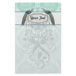 peacock design and aqua blue damask design stationery