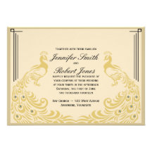 Peacock Elegance Art Deco Flair Wedding Invitation