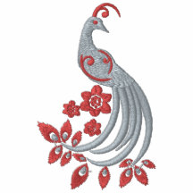 Peacock Fantasy Pink Embroidered Polo Shirt