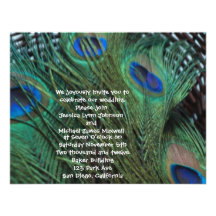 Peacock Feather and Basket Wedding Invitation