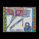 Peacock Feather and Flute - Hare Krishna postcards