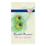 Peacock feather blue hot pink eye catching business cards