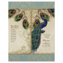 Peacock & Feather Elegant Matching Wedding Program Flyers