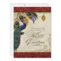 Peacock & Feather Formal Christmas Party Invite
