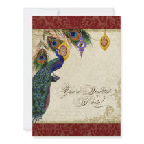 Peacock & Feather Formal Holiday Party Invite