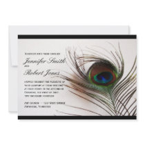 Peacock Feather Glamour Wedding Invitation